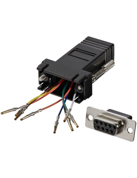 Adaptador Conversor Modular DB9 Serie a RJ45 Hembra a Hembra