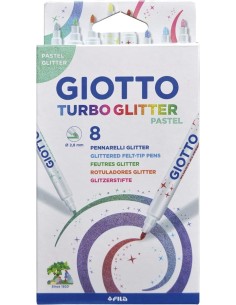 Estuche 8 rotuladores turbocolor glitter pastel giotto