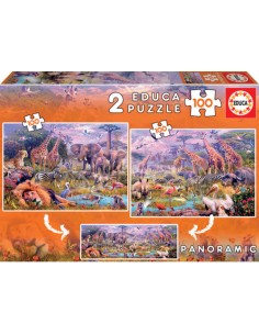 ANIMALES SALVAJES PUZZLE 2X100 PIEZAS