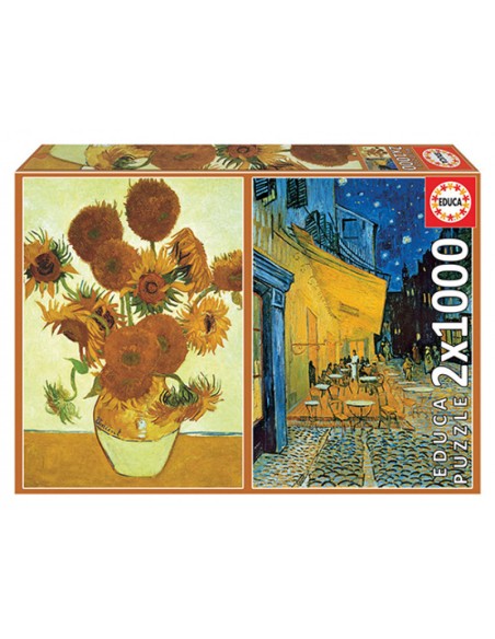 LOS GIRASOLES TERRAZA DE CAFE POR LA NOCHE V VAN GOGH PUZZLE 2X1000 PIEZAS
