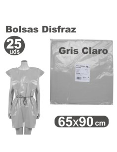 Pack 25 bolsas plastico para disfraces 65x90cm gris claro