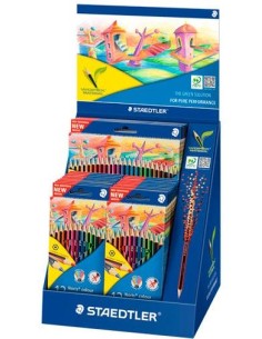 LAPICES DE COLORES STAEDTLER WOPEX ECOLOGICO EXPOSITOR DE 20 CAJAS DE 12 COLORES Y 5 CAJAS DE 24 COLORES