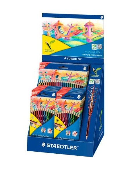 LAPICES DE COLORES STAEDTLER WOPEX ECOLOGICO EXPOSITOR DE 20 CAJAS DE 12 COLORES Y 5 CAJAS DE 24 COLORES