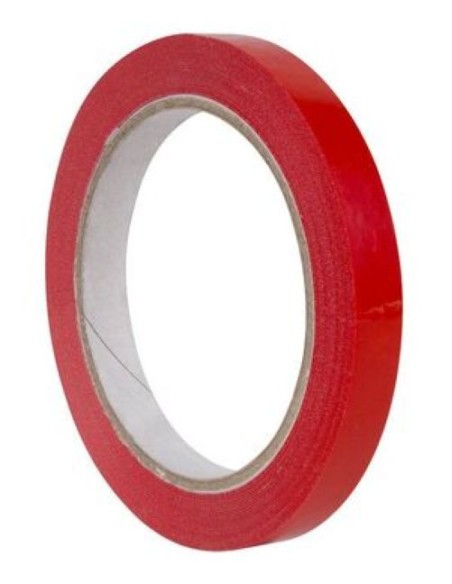 Pack 12 rollos cinta adhesiva 66mmx12mm color rojo pvc