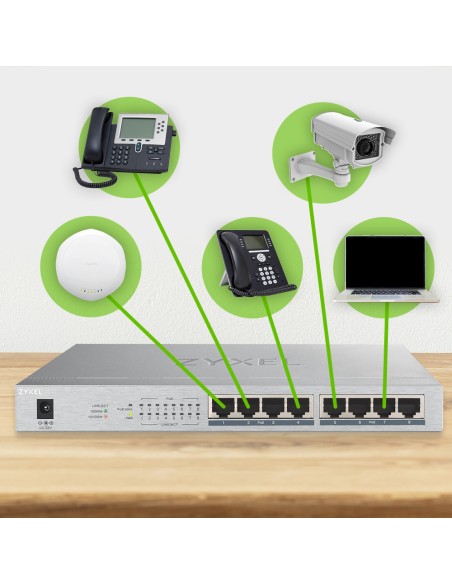 GS1008HP No administrado Gigabit Ethernet (10/100/1000) Energía sobre Ethernet (PoE) Gris