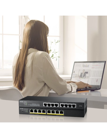 GS1915-8 Gestionado L2 Gigabit Ethernet (10/100/1000) Negro