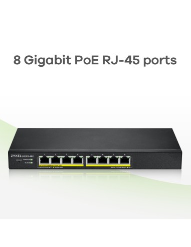 GS1915-8EP Gestionado L2 Gigabit Ethernet (10/100/1000) Energía sobre Ethernet (PoE) Negro