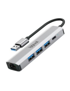 Hub USB-A 5 puertos 3xUSB + RJ45 + tipo C