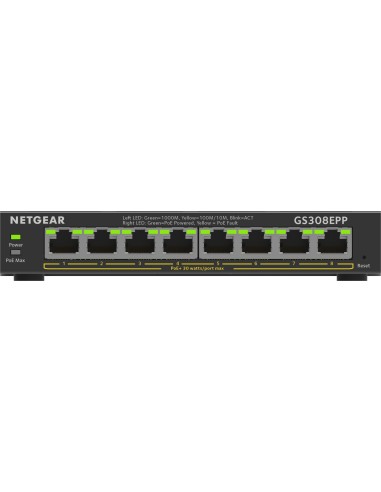 8-Port Gigabit Ethernet High-Power PoE+ Plus Switch (GS308EPP) Gestionado L2/L3 Gigabit Ethernet (10/100/1000) Energía sobre Et