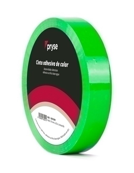 CINTA ADHESIVA PRYSE OPP 19x63 VERDE - Pack de 6 unidades