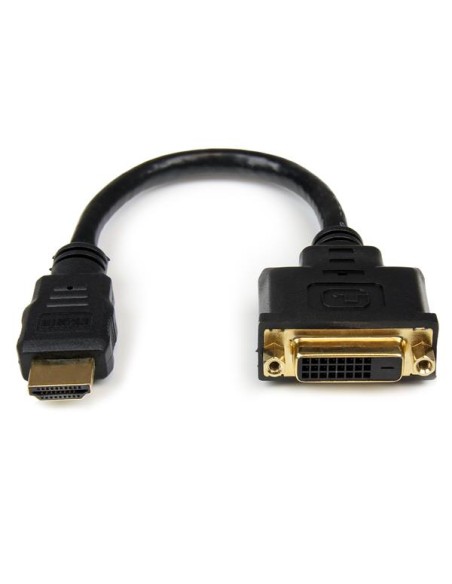 Adaptador de 20cm HDMI a DVI - DVI-D Hembra - HDMI Macho - Cable Conversor de Vídeo - Negro