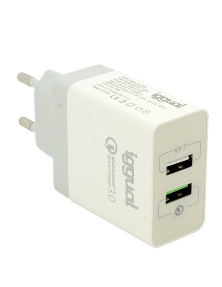 Cargador 2xUSB carga rápida QC3.0 30W