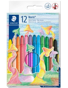 Estuche 12 lapices de cera giratorios noris ceras 221 colores surtidos