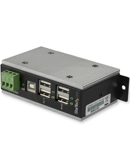 Concentrador USB 2.0 de 4 Puertos - Hub Industrial de Metal(4xUSB-A) con ESD y Protección contra Picos - Temperatura de Funcion
