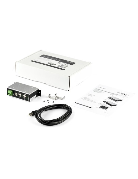 Concentrador USB 2.0 de 4 Puertos - Hub Industrial de Metal(4xUSB-A) con ESD y Protección contra Picos - Temperatura de Funcion