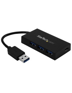Ladrón Hub USB 3.0 de 4 Puertos - 5Gbps - Concentrador de 3 Puertos USB-A y 1 Puerto USB-C - Incluye Adaptador de Alimentación 2