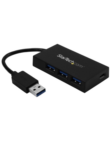 Ladrón Hub USB 3.0 de 4 Puertos - 5Gbps - Concentrador de 3 Puertos USB-A y 1 Puerto USB-C - Incluye Adaptador de Alimentación