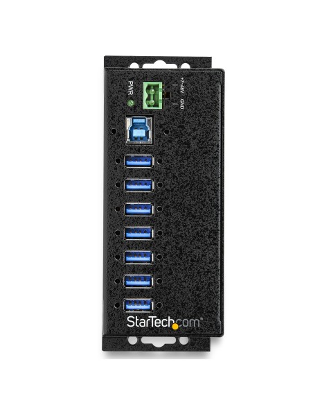 Hub Concentrador Ladrón USB de 7 Puertos con Adaptador de Corriente - con Protección ESD 350W - Hub Industrial USB 3.0 - de Par