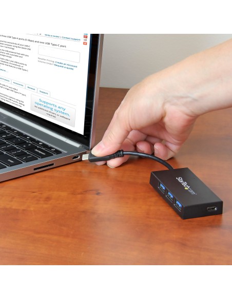 Concentrador USB 3.0 (5Gbps) de 4 Puertos - USB-C a 1x USB-C y 3x USB-A