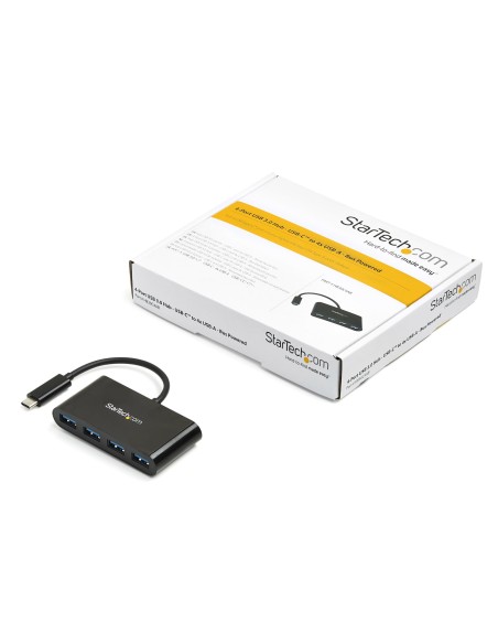Hub Concentrador USB 3.0 (5Gbps) de 4 Puertos - Ladrón USB-C a 4x USB A - Alimentado por el Bus
