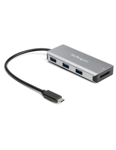 Hub Ladrón USB-C de 3 Puertos 10Gbps y Lector de Tarjetas de Memoria Flash SD - con 3 Puertos USB-A y 1 Ranura SD - Adaptador H