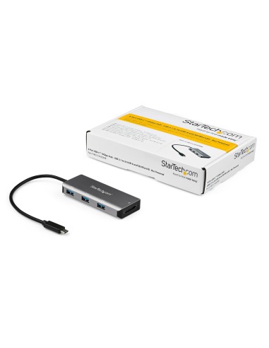 Hub Ladrón USB-C de 3 Puertos 10Gbps y Lector de Tarjetas de Memoria Flash SD - con 3 Puertos USB-A y 1 Ranura SD - Adaptador H