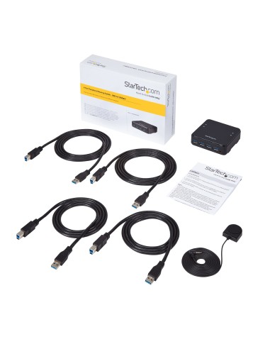 Switch Conmutador USB 3.0 (5Gbps) 4x4 para Compartir Dispositivos Periféricos