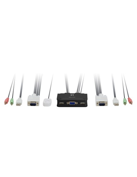 KVM de 2 puertos, VGA, USB, Audio