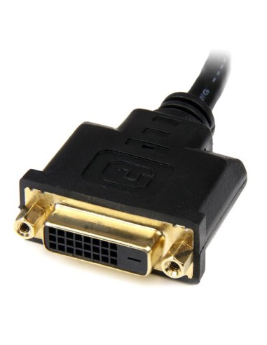 Adaptador de 20cm HDMI a DVI - DVI-D Hembra - HDMI Macho - Cable Conversor de Vídeo - Negro