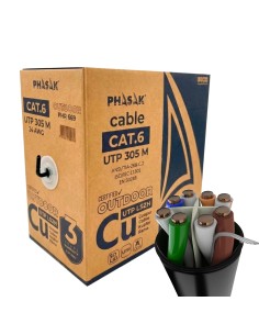 Bobina de cable de red exterior S-FTP Cat.6A cobre 100% sólido LSZH 305 m gris  PHR 669 |