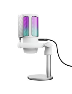 GXT 238W Auron Gris, Blanco Micrófono para crear podcasts
