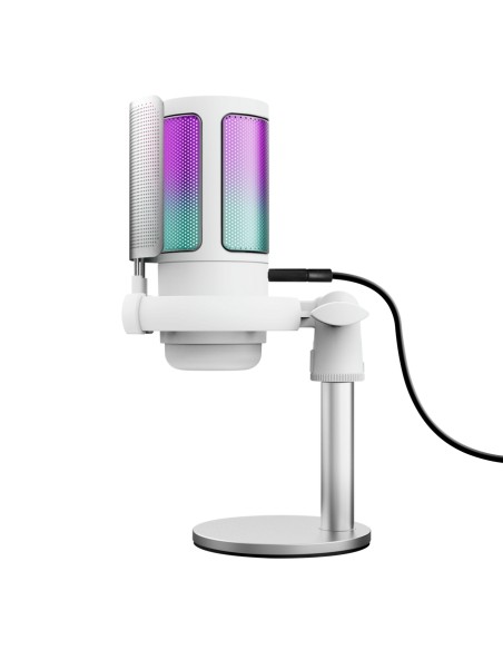 GXT 238W Auron Gris, Blanco Micrófono para crear podcasts