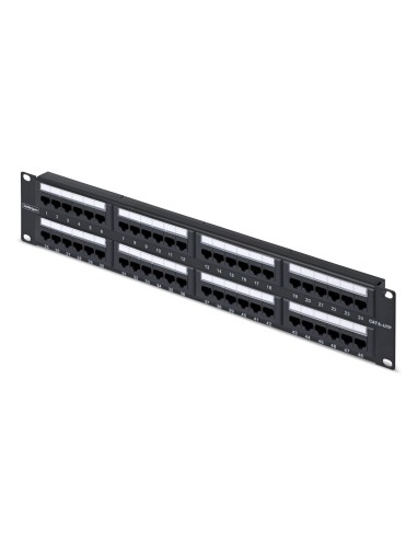 Panel de Parcheo 2U de 48 Puertos Cat6 RJ45 de Montaje en Rack de Servidores - UTP -Tipo 110 Punch Down - Panel de Parcheo para 