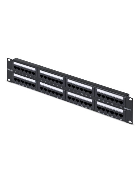 Panel de Parcheo 2U de 48 Puertos Cat6 RJ45 de Montaje en Rack de Servidores - UTP -Tipo 110 Punch Down - Panel de Parcheo para 