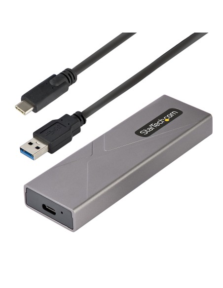 Caja Externa de Aluninio USB-C 10Gbps a NVMe M.2 o SSD M.2 SATA - Sin Herramientas para SSD M.2 NGFF PCIe/SATA - con Cables USB 