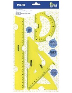 ESTUCHE DE DIBUJO FLEXIBLE 4 PIEZAS 30CM AMARILLO