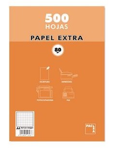 PAQUETE A4 500H 80G CUADRICULA 4X4 PACSA