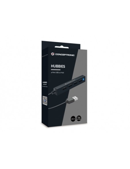 HUBBIES05B hub de interfaz USB 2.0 480 Mbit/s Negro
