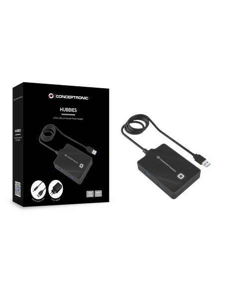 HUBBIES11BP base para portátil y replicador de puertos USB 3.2 Gen 1 (3.1 Gen 1) Type-A Negro