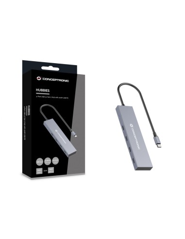 HUBBIES14G hub de interfaz USB 3.2 Gen 2 (3.1 Gen 2) Type-C 10000 Mbit/s Gris