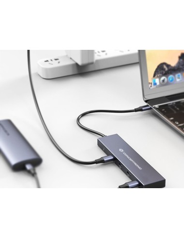 HUBBIES14G hub de interfaz USB 3.2 Gen 2 (3.1 Gen 2) Type-C 10000 Mbit/s Gris