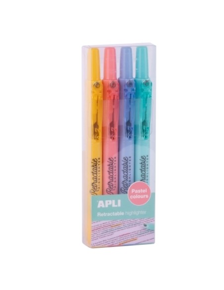 ROTUL.FLUOR APLI RETRACTABLE PASTEL B/4 - Pack de 5 unidades