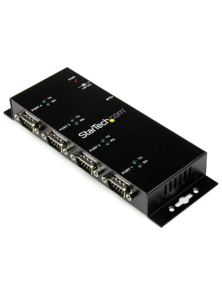 Concentrador Adaptador USB a Serie RS232 DB9 4 Puertos  Riel DIN Industrial y Montaje en Pared