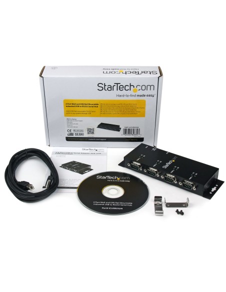 Concentrador Adaptador USB a Serie RS232 DB9 4 Puertos  Riel DIN Industrial y Montaje en Pared