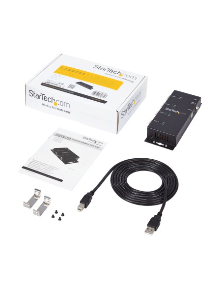 Concentrador Adaptador USB a Serie RS232 DB9 4 Puertos  Riel DIN Industrial y Montaje en Pared
