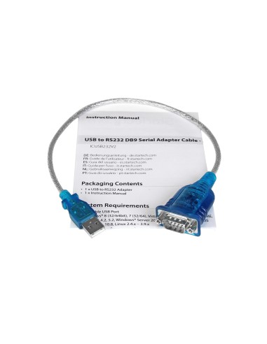 Cable Adaptador USB a Serie RS232 de 1 Puerto Serial DB9 - Macho a Macho
