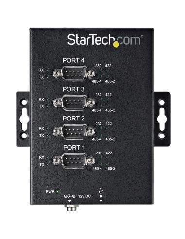 Adaptador Hub Serie RS232/RS485/RS422 a 4 puertos USB - Convertidor Ladrón USB 2.0 a Serial DB9 - IP30 - de Montaje en Carril D
