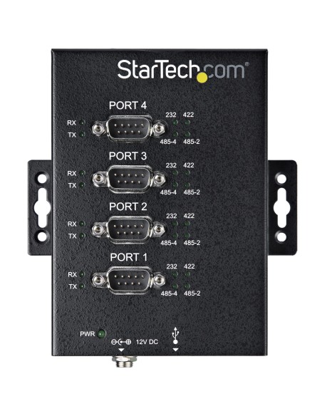 Adaptador Hub Serie RS232/RS485/RS422 a 4 puertos USB - Convertidor Ladrón USB 2.0 a Serial DB9 - IP30 - de Montaje en Carril D