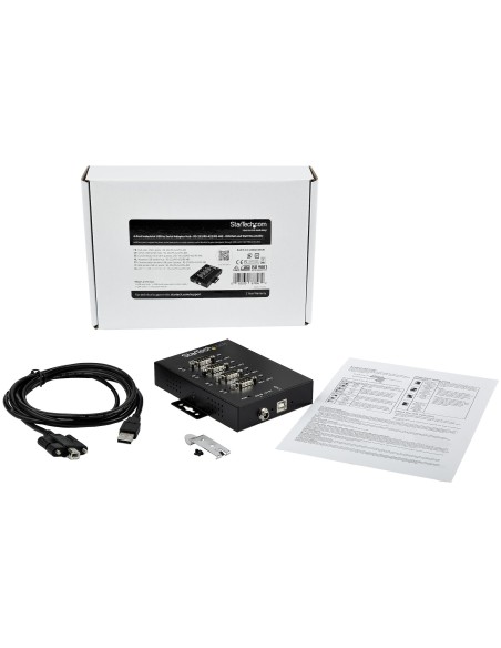 Adaptador Hub Serie RS232/RS485/RS422 a 4 puertos USB - Convertidor Ladrón USB 2.0 a Serial DB9 - IP30 - de Montaje en Carril D