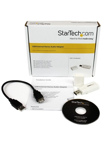 Tarjeta de Sonido Estéreo USB Externa Adaptador Conversor - Blanco
